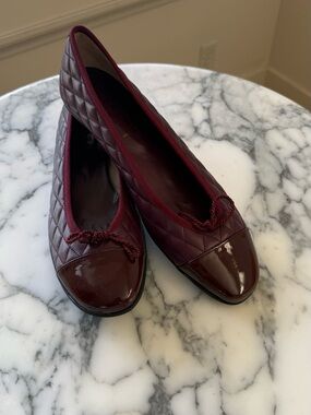 Blowfish Quilted Burgundy Ballet Flats with Glossy Cap
